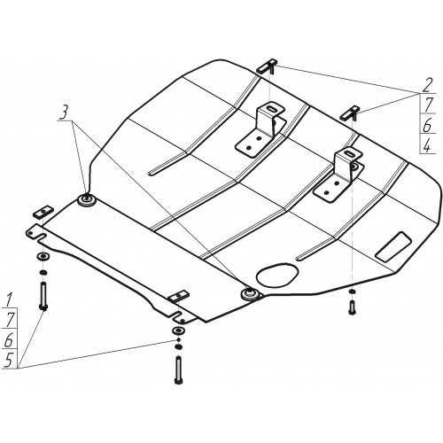 Защита Картера двигателя, КПП MOTODOR для Chery Amulet 2003-2010, Сталь 2 мм - Арт. 9006